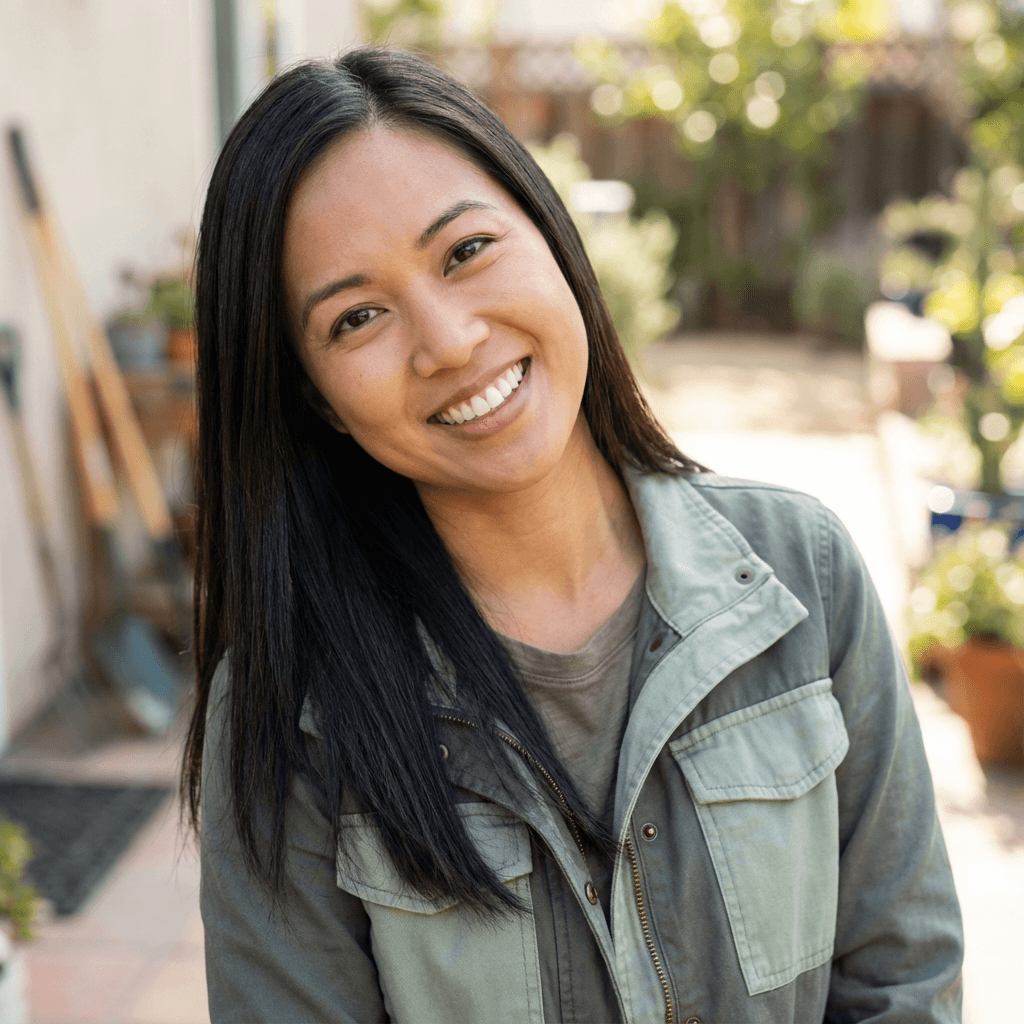 Female homeowner in her mid 30s, White, warm and relieved expression appropriate for residential service